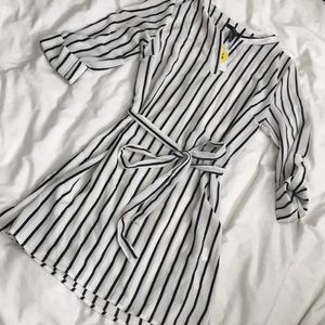 Black striped shirt dress